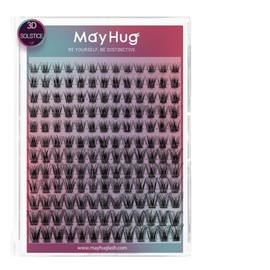 Mayhug Eyelash Extensions, 3D Effect, Individual Eyelashes, 144 Pieces, D Curl Cluster Lashes, 8-18 mm, DIY Natural Eyelashes, Fake Lashes (Solstice)