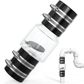 Silent Check Valve 1-1/2 Inch with Clear Body & Spring-Loaded Flapper, Buna-N Couplings & Stainless Steel Clamps - for Sump Pump Backflow Prevention, Quiet Operation, Extends Pump Life