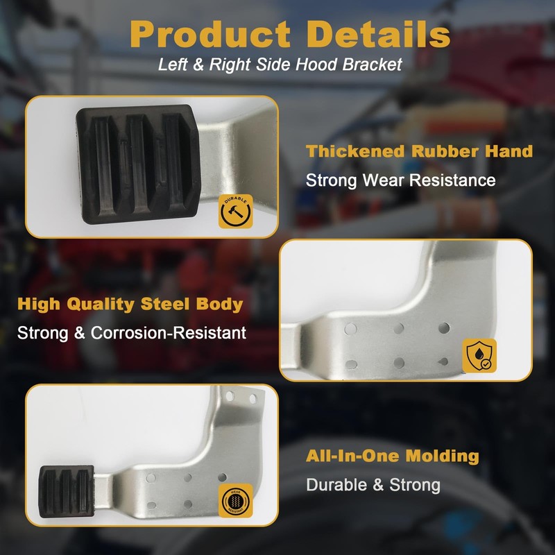 2 Pack Left & Right Hood Bracket Fit for Peterbilt