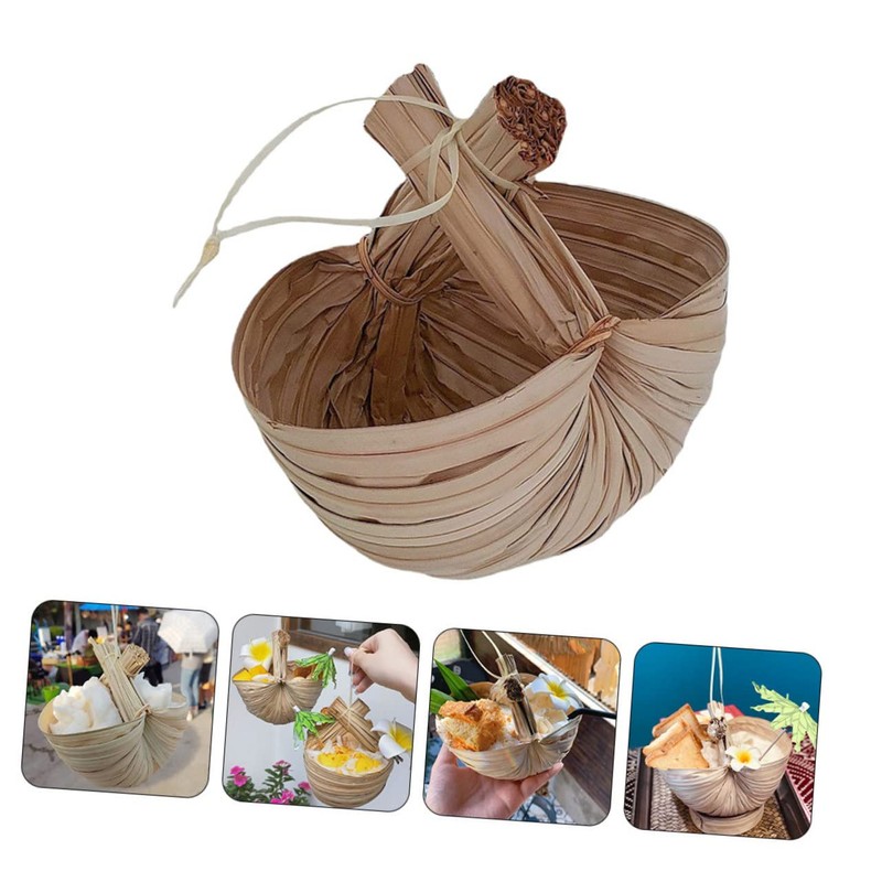 FUNOMOCYA Elegant Palm Leaf Smoothie Bowl for Milk Tea Desserts