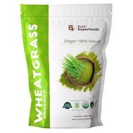 Wheatgrass en Polvo 100% Orgánico | Contiene 250 g | Wheatgrass Organic Powder | BULK SUPERFOODS | Pasto de Trigo en Polvo Orgánico | Planta de Trigo | Libre de Gluten | Gluten Free