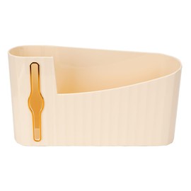 DODAMOUR Wall Mounted Garbage Bag Organizer, No Drill Plastic Dispenser with Gold Edge Slot, Wave Texture Trash Bag Holder, for Kitchen, Bathroom, or Cabinet Storage (Beige)