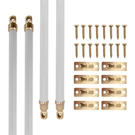 Amazing Drapery Hardware White Swivel Sash Curtain Rods with Brass Ends, Set of 4 (Hardware Included) - Adjustable Length 11-19 Inches, Easy to Install Metal Rods for Doors, Windows, and Sidelights
