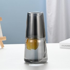 Sizikato 26 Oz Gray Borosilicate Glass Bedside Night Water Carafe with Tumbler Glass.