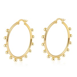 Amicon Chunky Gold Earrings for Women, 14k Gold Plated Small Gold Hoop Earrings Hypoallergenic Gold Bead Earrings for Women Trendy Fashion Gold Hoops Gold Jewelry Gifts