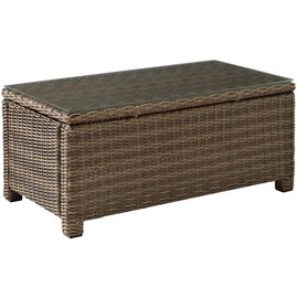 Crosley Furniture Bradenton All Weather Rattan Wicker Outdoor Coffee Table for Patio, Deck, Porch, Brown