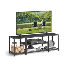 VASAGLE Modern TV Stand for TVs up to 65 Inches, 3-Tier Entertainment Center, Industrial TV Console Table with Open Storage Shelves, for Living Room, Bedroom, Black with Wood Grain ULTV097B22