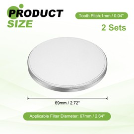 PATIKIL 67mm Metal Lens Cap, 2 Pcs Universal Lens Filter Stack Cap Aluminum Camera Filter Protective Case Slim Stack for 37mm Thread Size Camera Circular Polarizing Fader, Silver