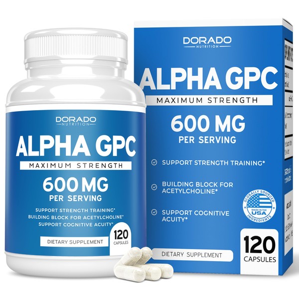 Alpha GPC Choline Capsules - 120 Count, 600mg Servings (Brain