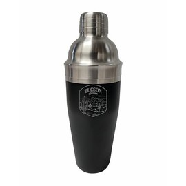 R and R Imports Tucson Arizona Souvenir 24 oz Engraved Stainless Steel Cocktail Shaker Black Single Unit