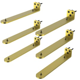 Neevolve Floating Shelf Bracket, 10 Inch 6PACK Gold Heavy Duty Shelf Bracket,Hidden Shelf Brackets 1/5 in Thick,L Brackets Support for Shelves,Suitable for Kitchen, Study Or DIY,Holds Over 160lb+