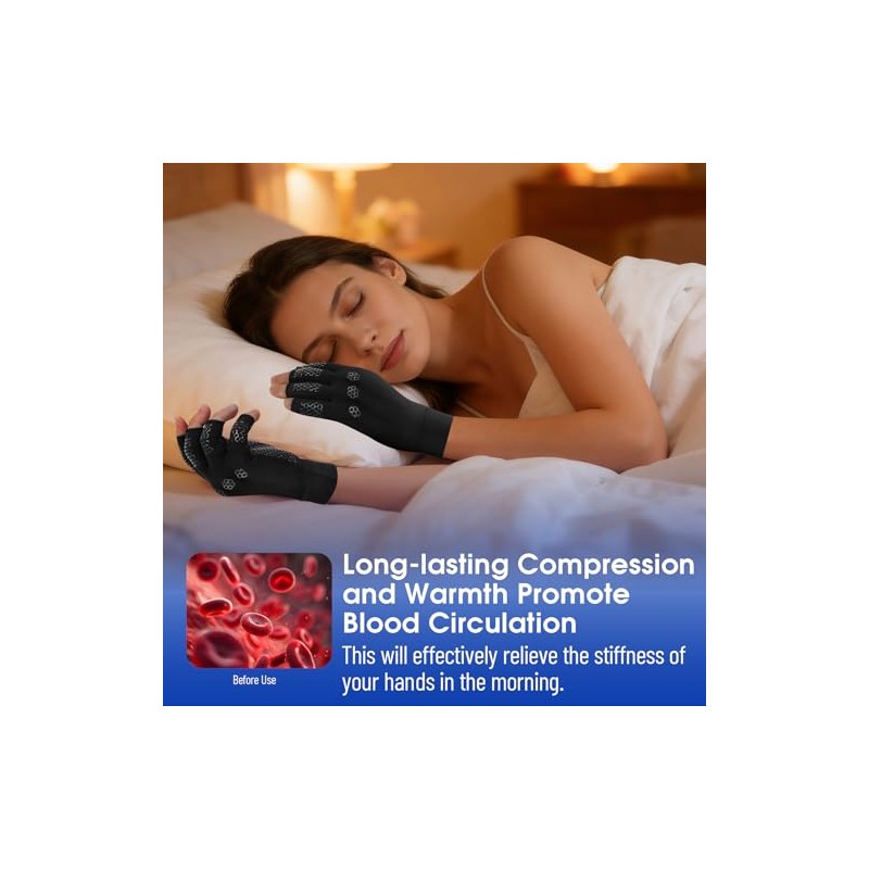 Copper Arthritis Compression Gloves Joint Support (XL, 1 Pair)