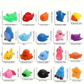 Random Cute Animal Design Bath Toy, 10pcs/set Random Color Soft Rubber Float Squeeze Sound Bath Toy, Funny Gift for Boys & Girls, Christmas Gift