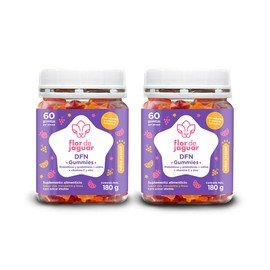 FLOR DE JAGUAR | Pack DFN Gummies (2 piezas) | Gomitas con probióticos, vitaminas y minerales | Cuida y mejora tus defensas I Sin azúcares ni conservadores | Delicioso sabor mandarina, uva y fresa I Ideal para toda la familia, 180 gr c/u