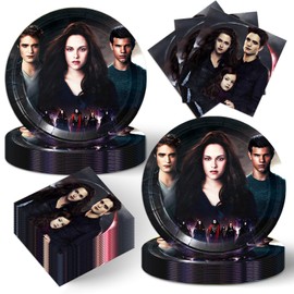 Autrpoweo 40pcs Saga of Twilight Party Decorations Tableware Dessert Plates and Napkins