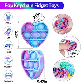 Pop Fidget Juguetes para la ansiedad en paquetes de San Valentín para niños en el aula, 30 paquetes, recuerdos de fiesta de San Valentín para niños, mini llavero en forma de corazón Pop Fidget para
