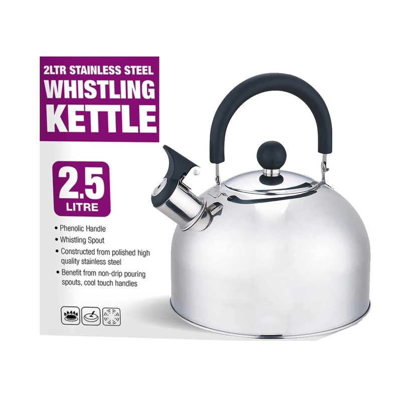 Whistling Kettle 2.5 Litre Stainless Steel Stovetop Kettle Camping Kettle