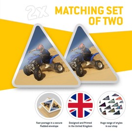 2 x Triangle Stickers 10 cm - Quad Bike Desert Safari 4x4 Fun Decals for Laptops,Tablets,Luggage,Scrap Booking,Fridges #12683