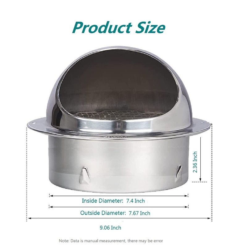 8 Inch Wall Vent Cover Allvent Stainless Steel Round Exhaust