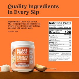 Bulletproof Crema Original, S, Crema De Café Cetogénica Con Aceite Mct Y Mantequilla De Animales Alimentados Con Pasto, Que Favorece La Función Cerebral.