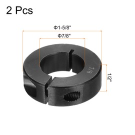 sourcing map Shaft Collar 7/8" Bore Single Split Carbon Steel Clamping Collar Shaft Collars with Set Screw Black 2 Pack