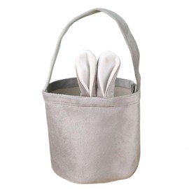 Easter Basket, Easter Bunny Basket with Ears Basket Bags for Easter Eggs Gifts Baskets (Gray)