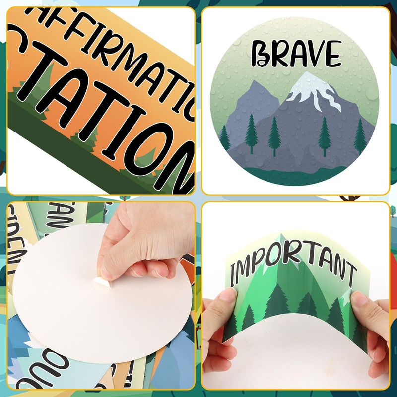 33 Pcs Affirmation Station Bulletin Board Set Camping Motivational Bulletin