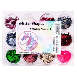 iConnectWith Glitter – Mickey Mouse Shapes Glitter; Multi-use for Crafts, Decorations, Nail Art, Makeup, Tumblers, Resin Art, and DIY Projects