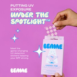 BEAME Under The Spotlight™ UV Detection Stickers — Sun Smart Tech That Shows When To Reapply — SPF & UV-Sensing — Water-Resistant & Skin-Safe — Vegan & Cruelty-Free — 36 Stickers, 12mm