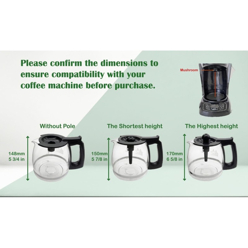 Universal 12-Cup Replacement Coffee Pot, Compatible with Mr Coffee, Black