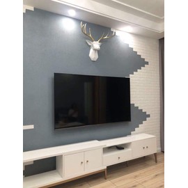 Deer Head Wall Decor - Faux Taxidermy Animal Head Wall Art - Geometry Deer Head Home Decor,8 Point Buck Deer Head Bust Wall Hanging (White Head Gold Antlers, 23.3''Wx21.3''H)