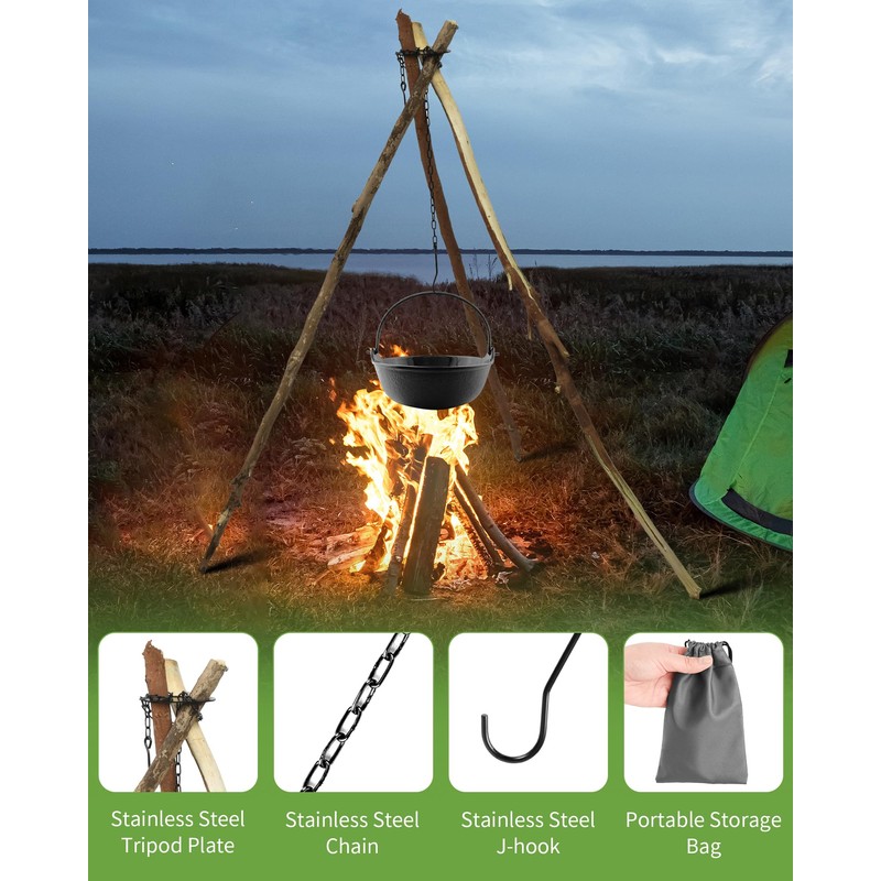 Campfire Tripod Barbecue Accessories, Tripod for Fire Bowl, Portable Stainless