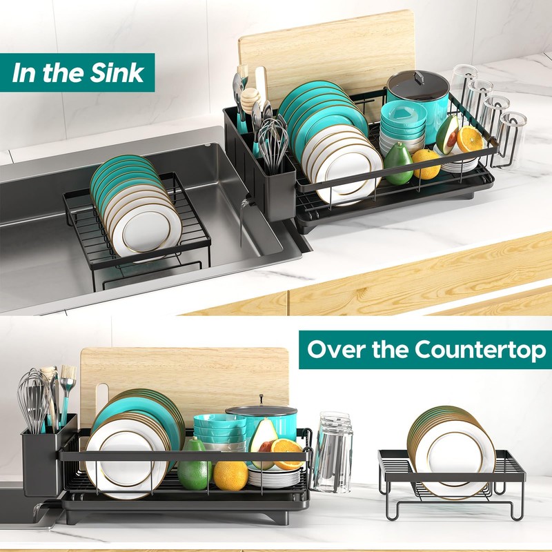 MERRYBOX Dish Drying Rack Large Capacity 2 Tier Dish Drying