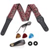 DAVBNM Guitar Strap, Jacquard Embroidery Guitar Straps with Leather Ends