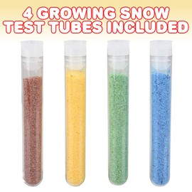 ArtCreativity Growing Snow Crystal Test Tubes, Set of 4, Science Kit for Kids, Snow Experiment Set, Educational STEM Toys for Boys and Girls, Unique Birthday Party Favors for Children