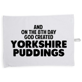 Hippowarehouse And on the 8th day God created Yorkshire puddings Tea Towel Eco Printed Dish Cloth Kitchen accessory 50cmx70cm 100% Cotton