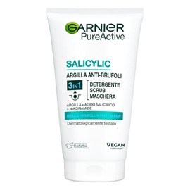GARNIER Pure Active - Cleanser 3-in-1 Clay - Cleanser, Exfoliating & Mask - Against Impurities & Stains - Niacinamide & Clay - Vegan & Cruelty Free - For Combination Skin to Oily Skin - 150ml