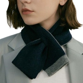 TYATVS Pull Through Scarf for Women Knit Triangle Scarf Short Collar Scarf Y2k Old Money Aesthetic Accessories (Black+ grey)