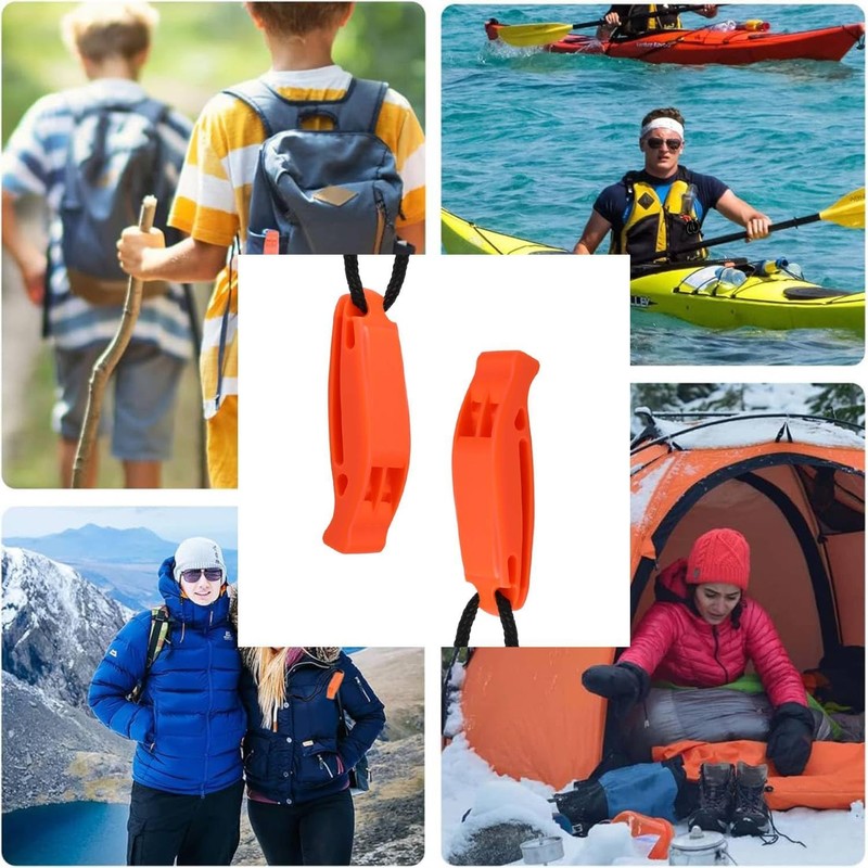2 Pcs Emergency Whistles with Reflective Safety Lanyard for Hiking