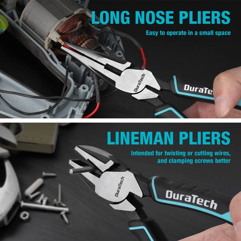 DURATECH 7-Piece Pliers Set with Rolling Pouch, Premium Cr-Ni Construction