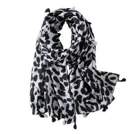 VALICLUD Fashion Scarves for Women Blanket Scarf Oversized Scarf with Leopard Print Animal Print Scarf Wrap, gray