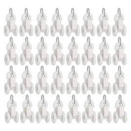 Skweawert 50Pcs 0.53" Dia Curtain Track Rollers Plastic Twin Wheeled Carriers Drapery Rail for Windows Shower Curtain Tracks