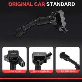 CASEONJAN Ignition Coil Pack UF735 and Iridium Spark Plugs, Compatible with Ford 2014 2015 2016 2017 2018 2019 Fusion and Escape 1.5L L4 Replaces DS7Z-12029-B UF735, Set of 4