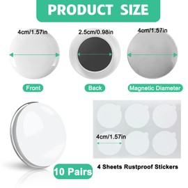 10Pcs White Magnetic Shower Curtain Weights, Never Rust Strong Shower Curtain Magnets, Outdoor Curtain Liner Magnets with Rustproof Stickers, Waterproof Heavy Duty Curtain Weights Clip for Tablecloths