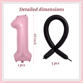 Antwhale 40 Inch Pink Number Black Border Foil Polyester Film Number Balloons For Children's Birthdays Girls' Parties Graduation Ceremonies Anniversaries Wedding Supplies Decoration (pink1)