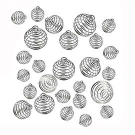 30 Pcs Spiral Bead Cages Pendants,Silver Plated Necklace Cage Pendants Accessories,for Necklaces Jewelry Making,15mm, 25mm, 30mm