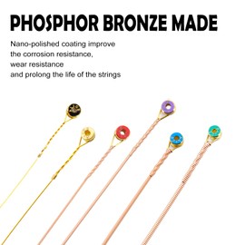 Alice Acoustic Guitar Strings Phosphor Bronze Light Gauge 11-52 for 6 String Guitars - Bright - Nano-Polishing Lamination, 1 Pack(Rose Gold)