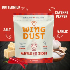 Kosmos Q Nashville Hot Chicken Seasoning Wing Dust, Savory & Spicy Chicken Seasoning For Wings, Fries, Popcorn, Dips, Crackers & More, Dry Rub Dust With Classic Nashville Heat And Buttery Kick, 5 Oz