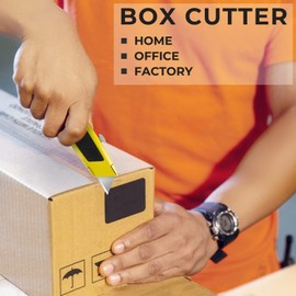 Jetmore 2 Pack Box Cutter, Heavy Duty Retractable Utility Knife with 10 Extra SK5 Blades, Assorted Color Razor Knife for Cardboard, Boxes, and Rope
