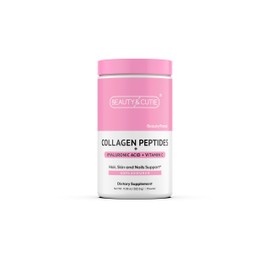 BEAUTY AND CUTIE Collagen Peptides 10g with Hyaluronic Acid 120 mg and Vitamin C Powder, Hair, Skin and Nails Support, Grass Fed, Unflavored, 11.38 oz